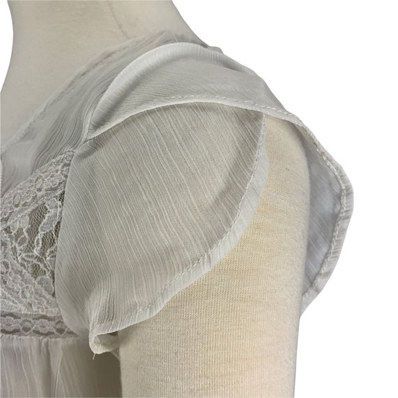 Jessica Simpson Small Blouse Semi Sheer White Feminine Romantic - Picture 2 of 7